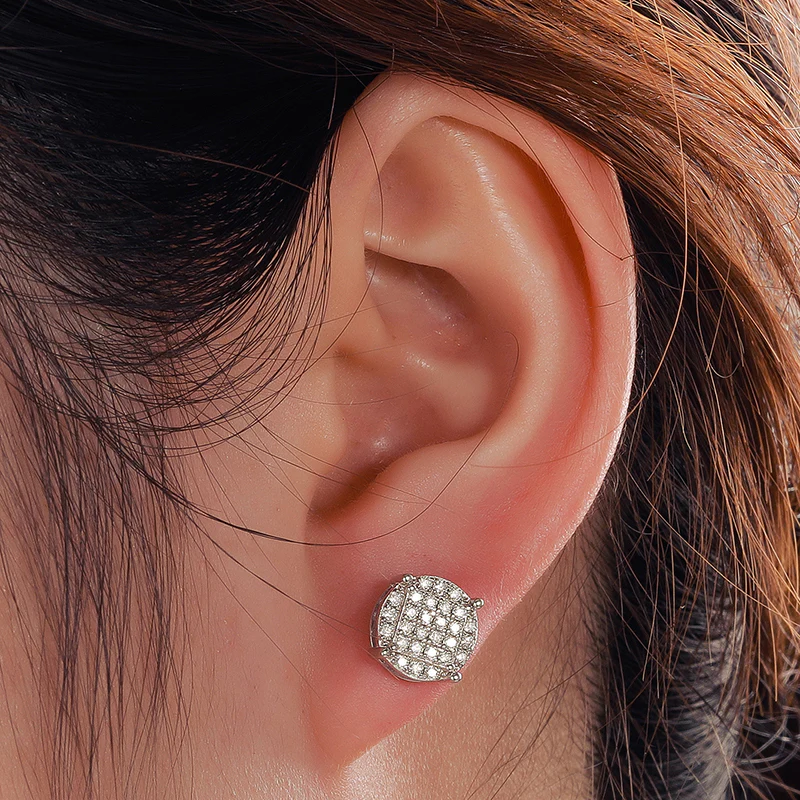 MOISSANITE ROUND STUD EARRINGS IN STERLING SILVER - Image 4