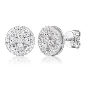 MOISSANITE SCREW BACK CROSS STUD EARRING IN STERLING SILVER - Image 3
