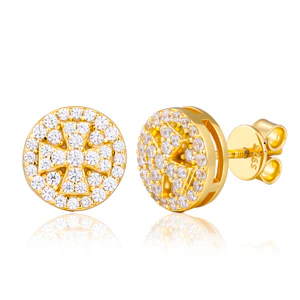 MOISSANITE SCREW BACK CROSS STUD EARRING IN STERLING SILVER - Image 4