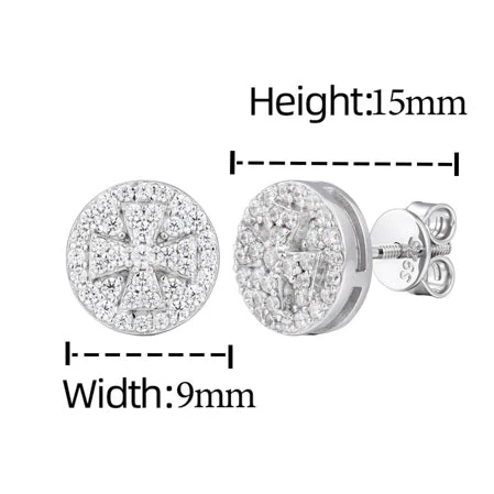MOISSANITE SCREW BACK CROSS STUD EARRING IN STERLING SILVER - Image 8