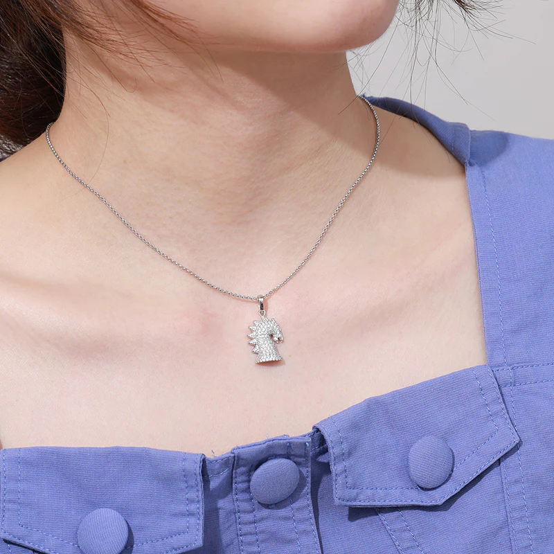MOISSANITE SEE HORSE CHARM PENDANT IN STERLING SILVER - Image 3