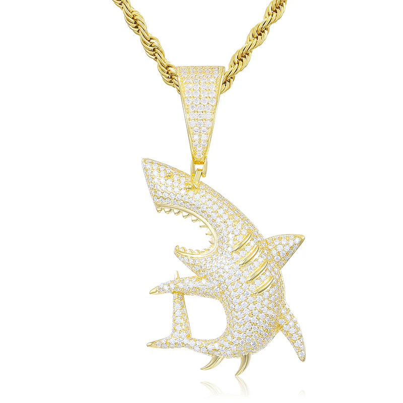MOISSANITE SHARK PENDANT NECKLACE IN STERLING SILVER - Image 6