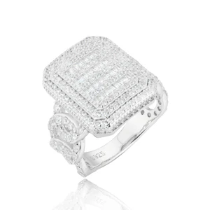 MOISSANITE SIDE CUBAN RING IN STERLING SILVER - Image 6