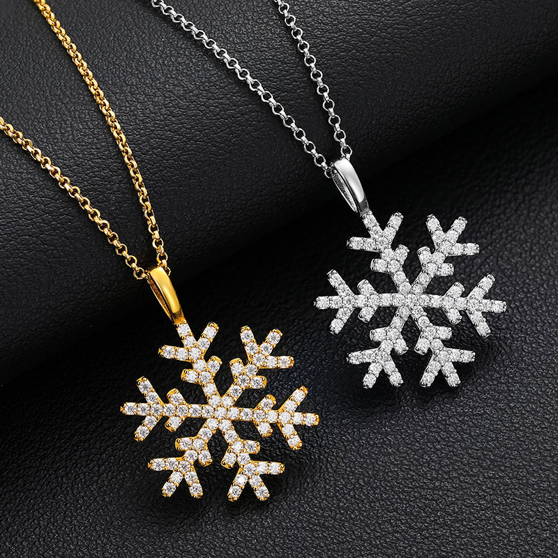 MOISSANITE SNOWFLAKE PENDANT IN STERLING SILVER {STYLE 2} - Image 2