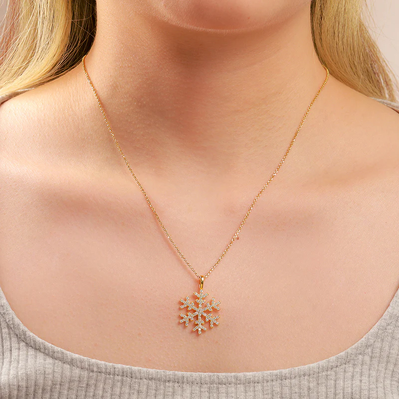 MOISSANITE SNOWFLAKE PENDANT IN STERLING SILVER {STYLE 2} - Image 3