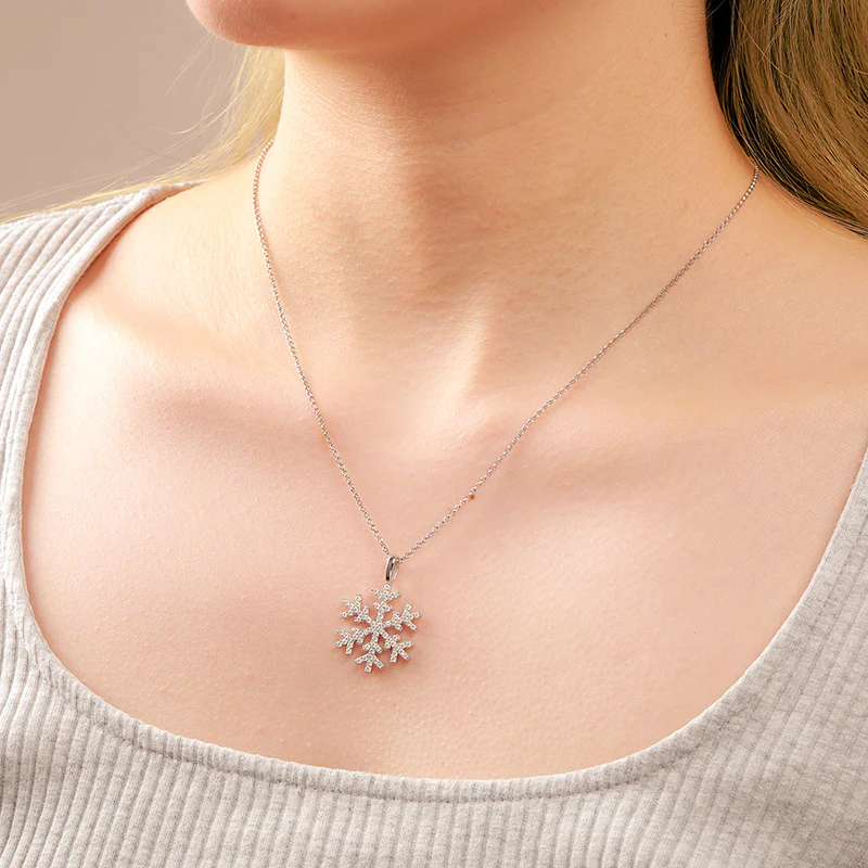 MOISSANITE SNOWFLAKE PENDANT IN STERLING SILVER {STYLE 2} - Image 4