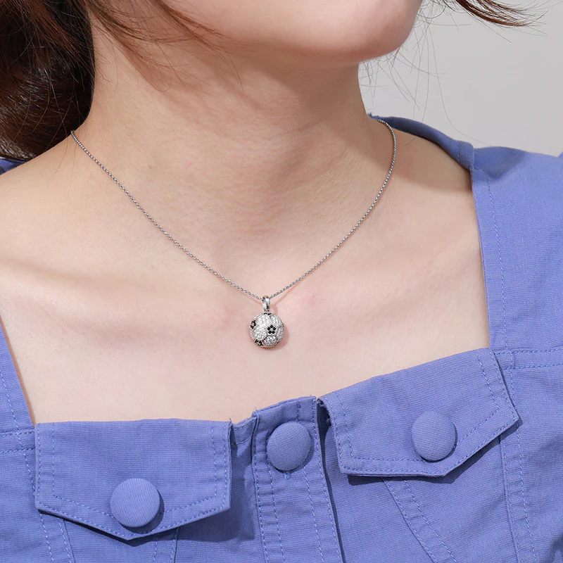MOISSANITE SOCCER PENDANT IN STERLING SILVER - Image 3