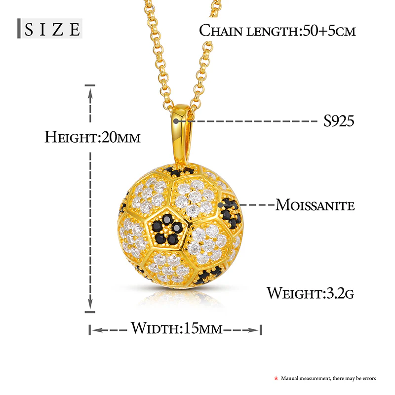MOISSANITE SOCCER PENDANT IN STERLING SILVER - Image 6