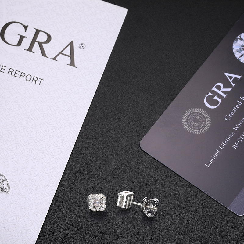 MOISSANITE SQUARE STUD EARRINGS IN STERLING SILVER - Image 3