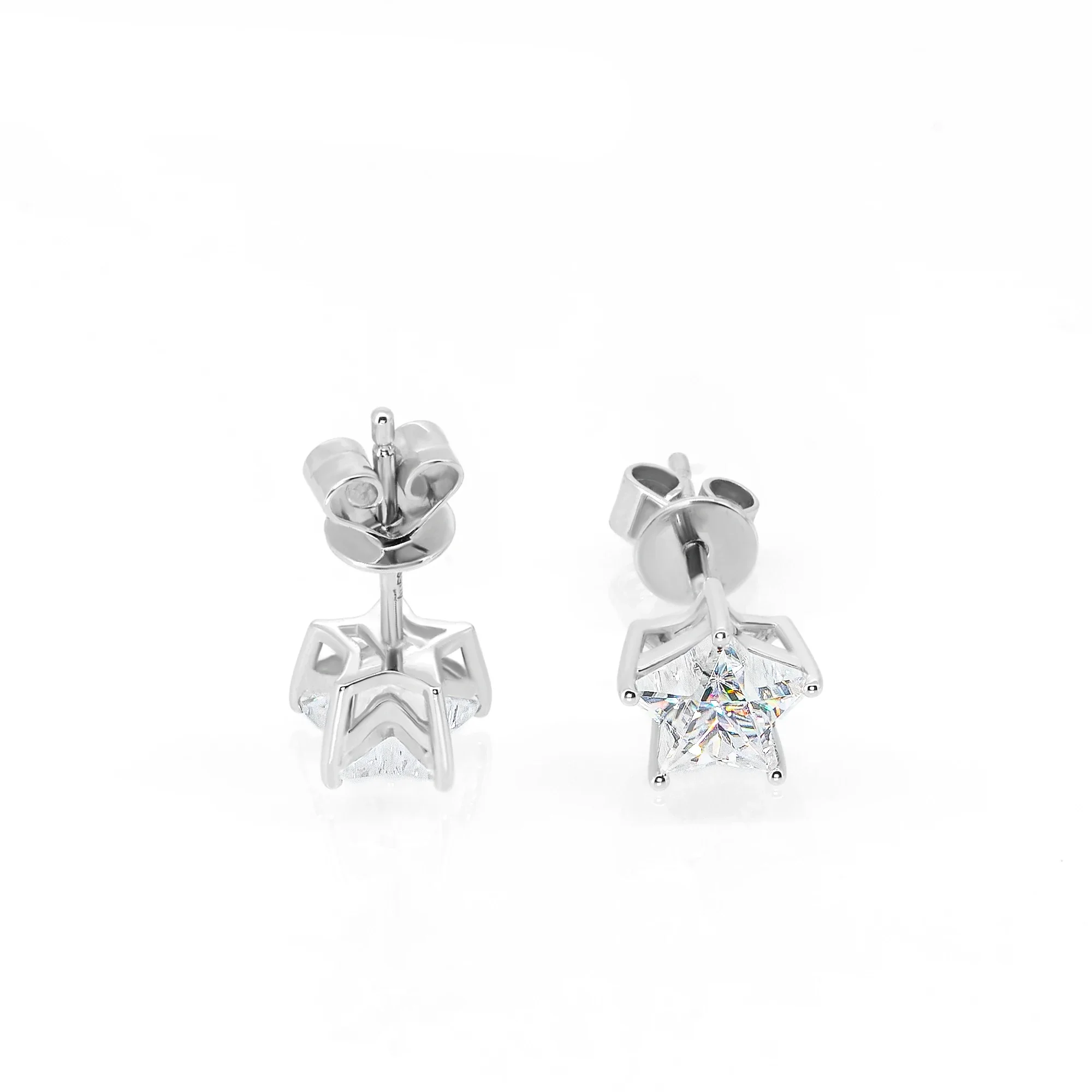 MOISSANITE STAR CUT STUDS EARRINGS IN SOLID GOLD - Image 5