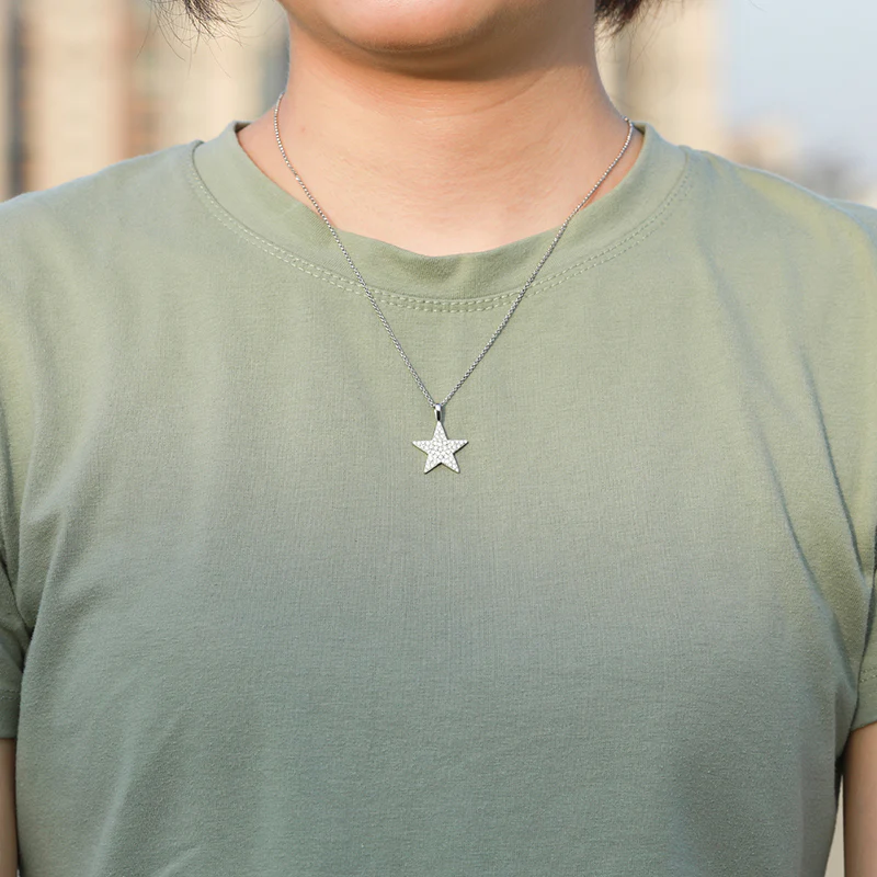 MOISSANITE STAR PENDANT NECKLACE IN STERLING SILVER - Image 2