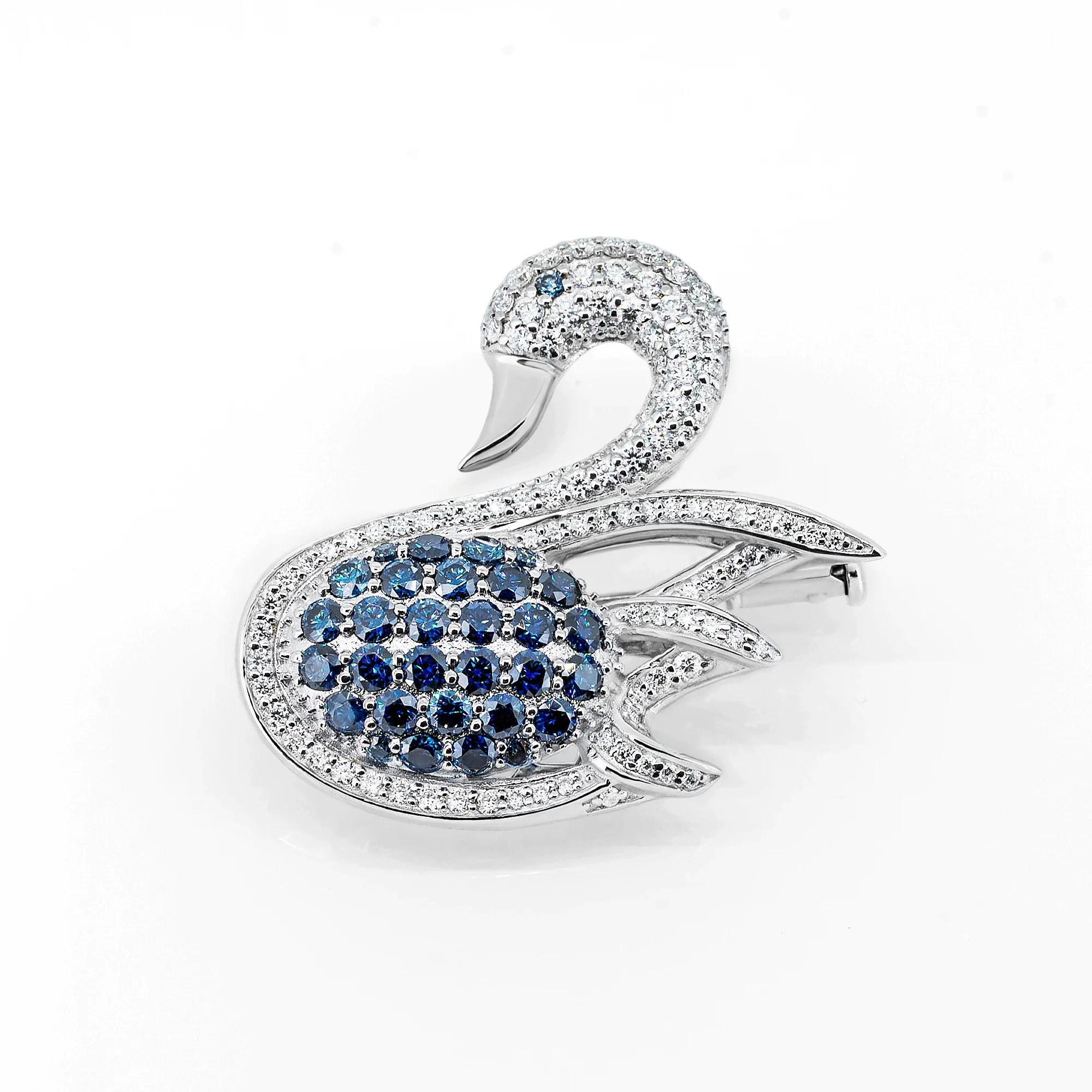 MOISSANITE SWAN BROOCH IN STERLING SILVER - Image 4