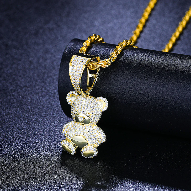MOISSANITE TEDDY BEAR PENDANT NECKLACE IN STERLING SILVER - Image 4