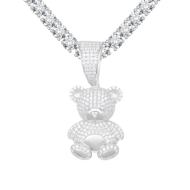 MOISSANITE TEDDY BEAR PENDANT NECKLACE IN STERLING SILVER - Image 5