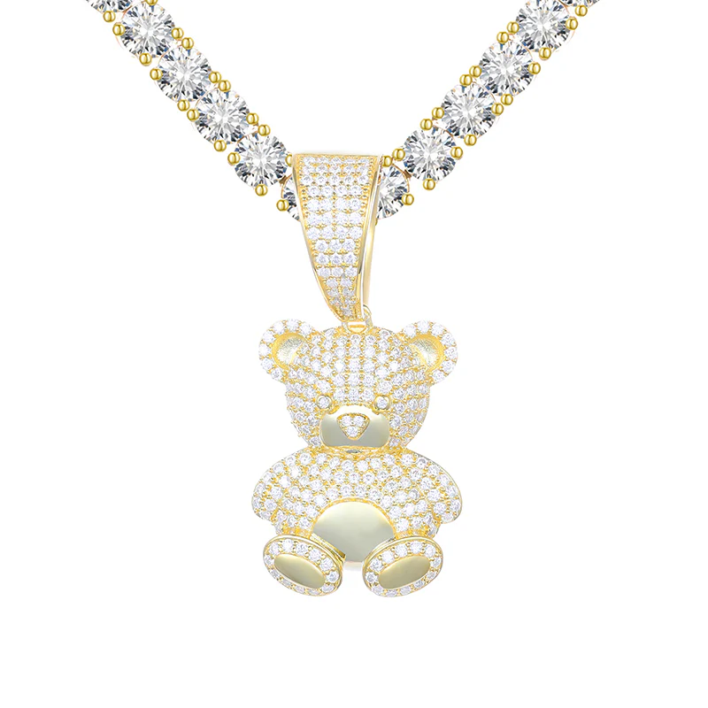 MOISSANITE TEDDY BEAR PENDANT NECKLACE IN STERLING SILVER - Image 6