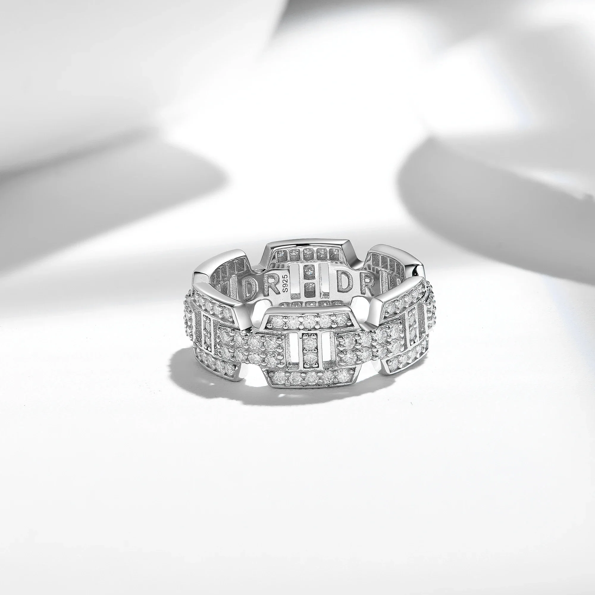 MOISSANITE TENNIS ETERNITY BRICKLAY BAND RING IN STERLING SILVER - Image 2