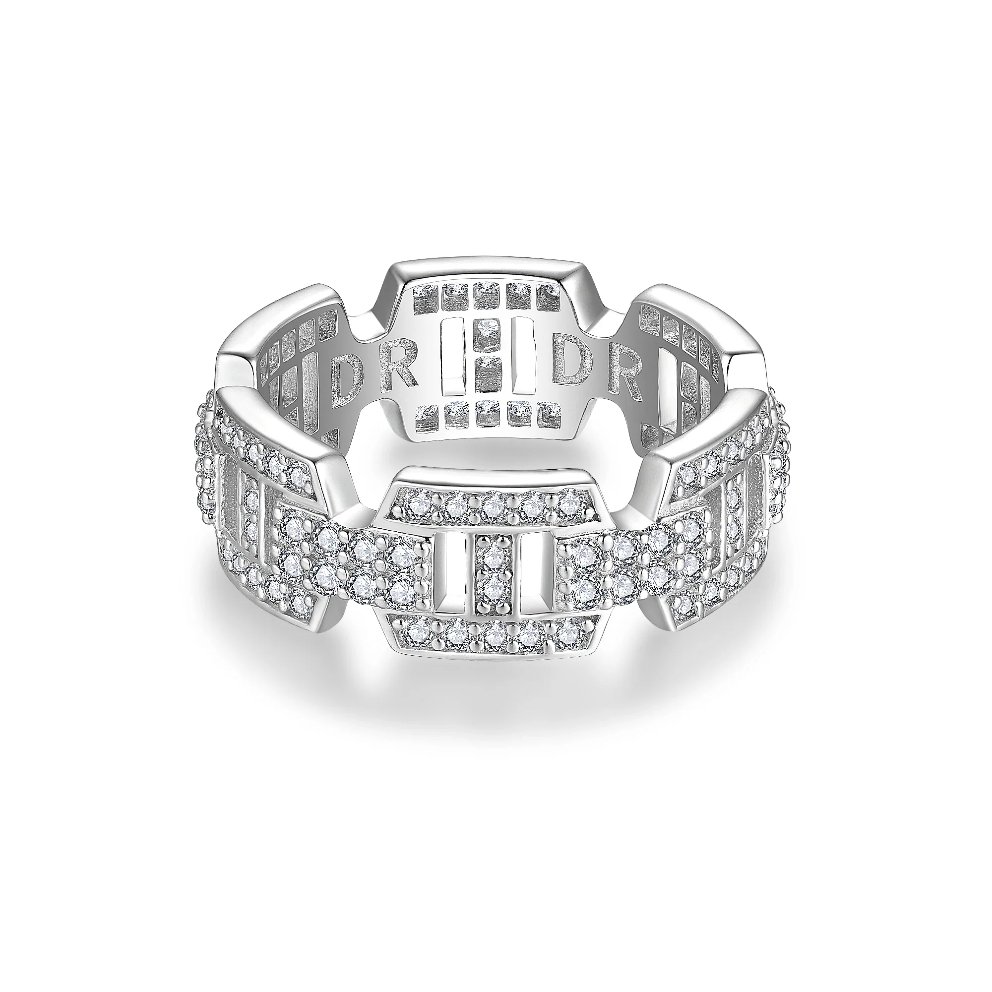 MOISSANITE TENNIS ETERNITY BRICKLAY BAND RING IN STERLING SILVER - Image 3
