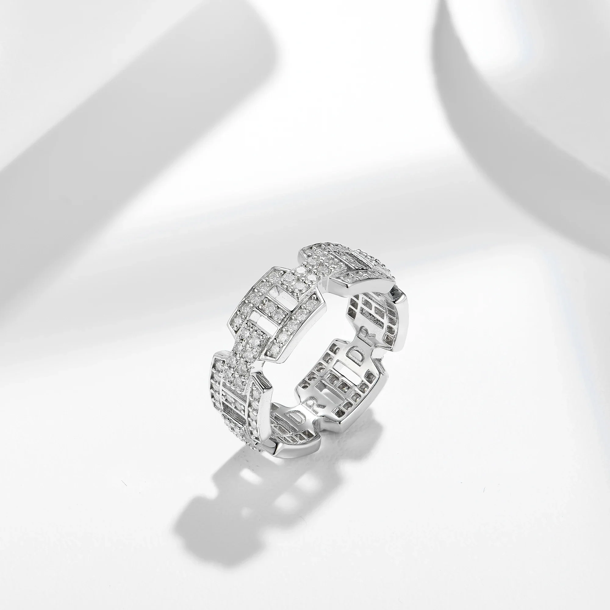 MOISSANITE TENNIS ETERNITY BRICKLAY BAND RING IN STERLING SILVER - Image 5