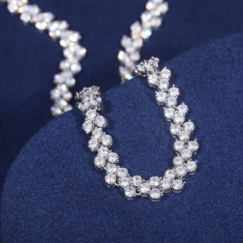 MOISSANITE THREE STONE HEART TENNIS LINK CHAIN NECKLACE OR BRACELET IN STERLING SILVER - Image 3