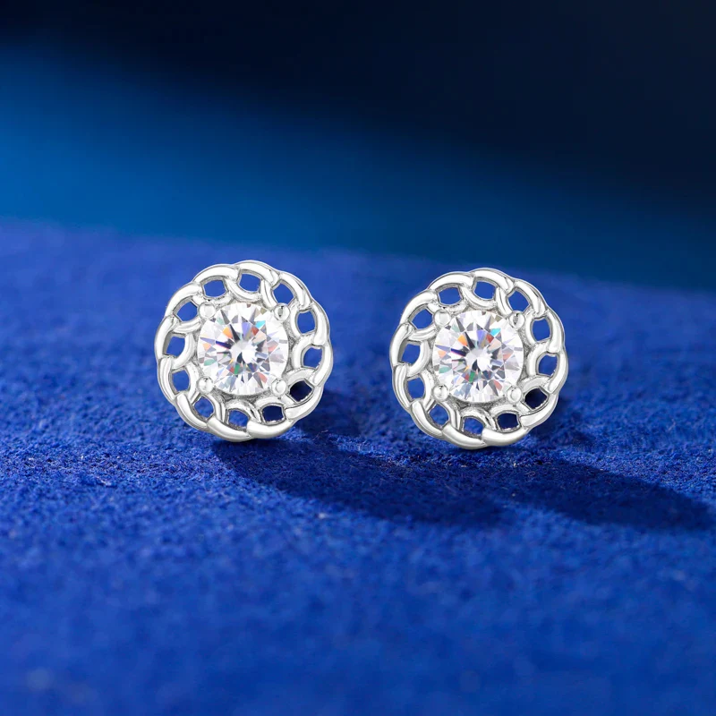 MOISSANITE TWISTED ROPE CUBAN CHAIN EARRINGS IN STERLING SILVER - Image 3