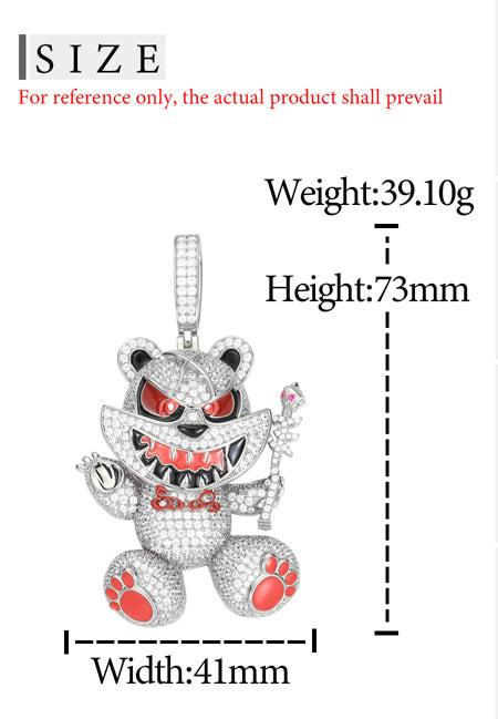MOISSANITE VIOLENT BEAR PENDANT IN STERLING SILVER - Image 6