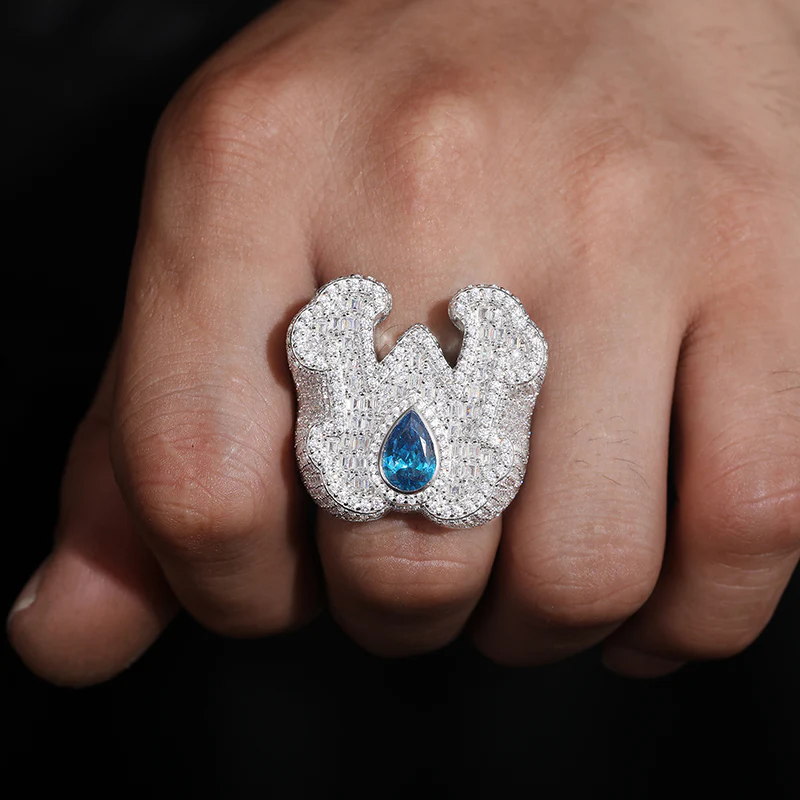 MOISSANITE W CHAMPIONSHIP RING IN STERLING SILVER - Image 2