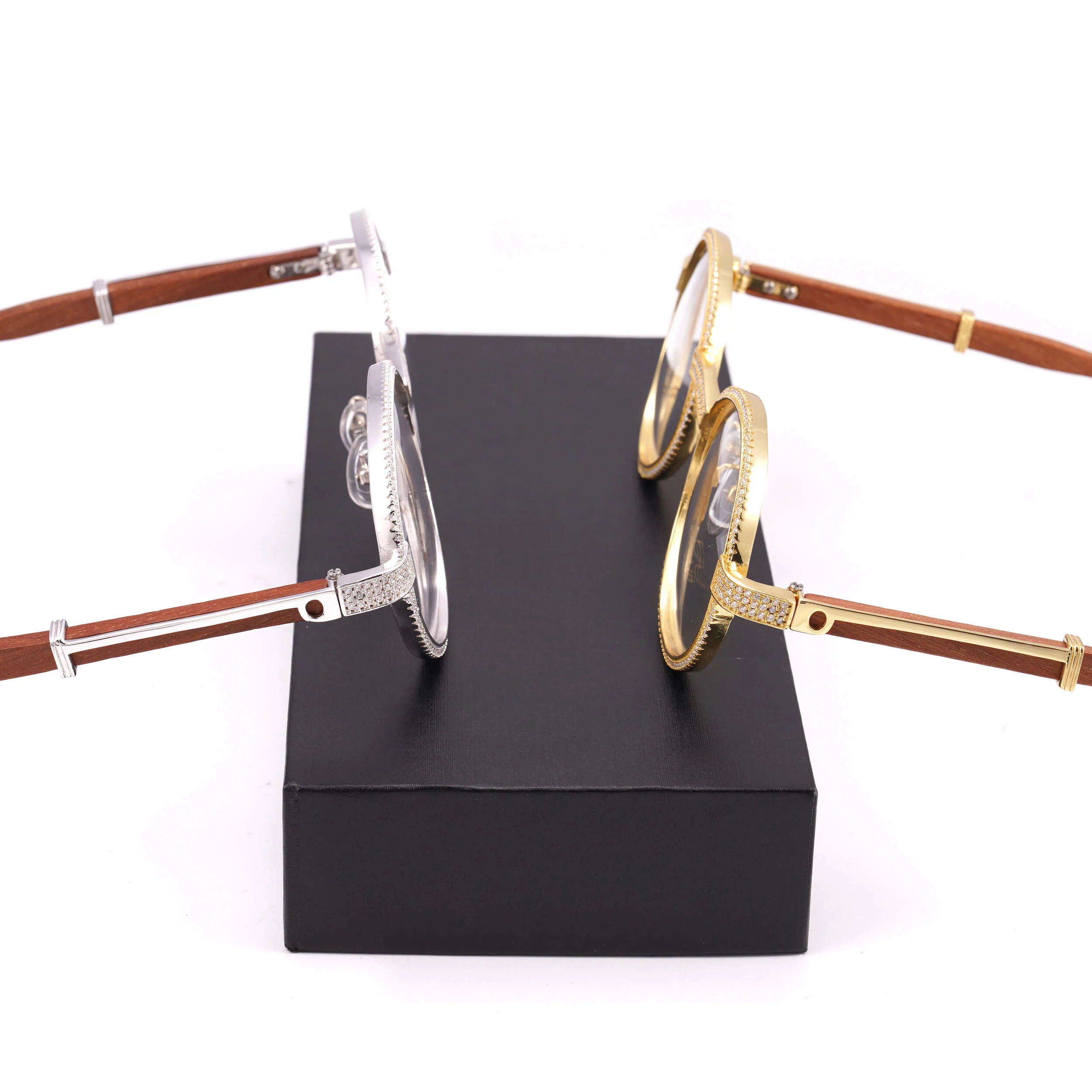 MOISSANITE WOODEN HIP HOP SUNGLASSES IN STERLING SILVER - Image 2