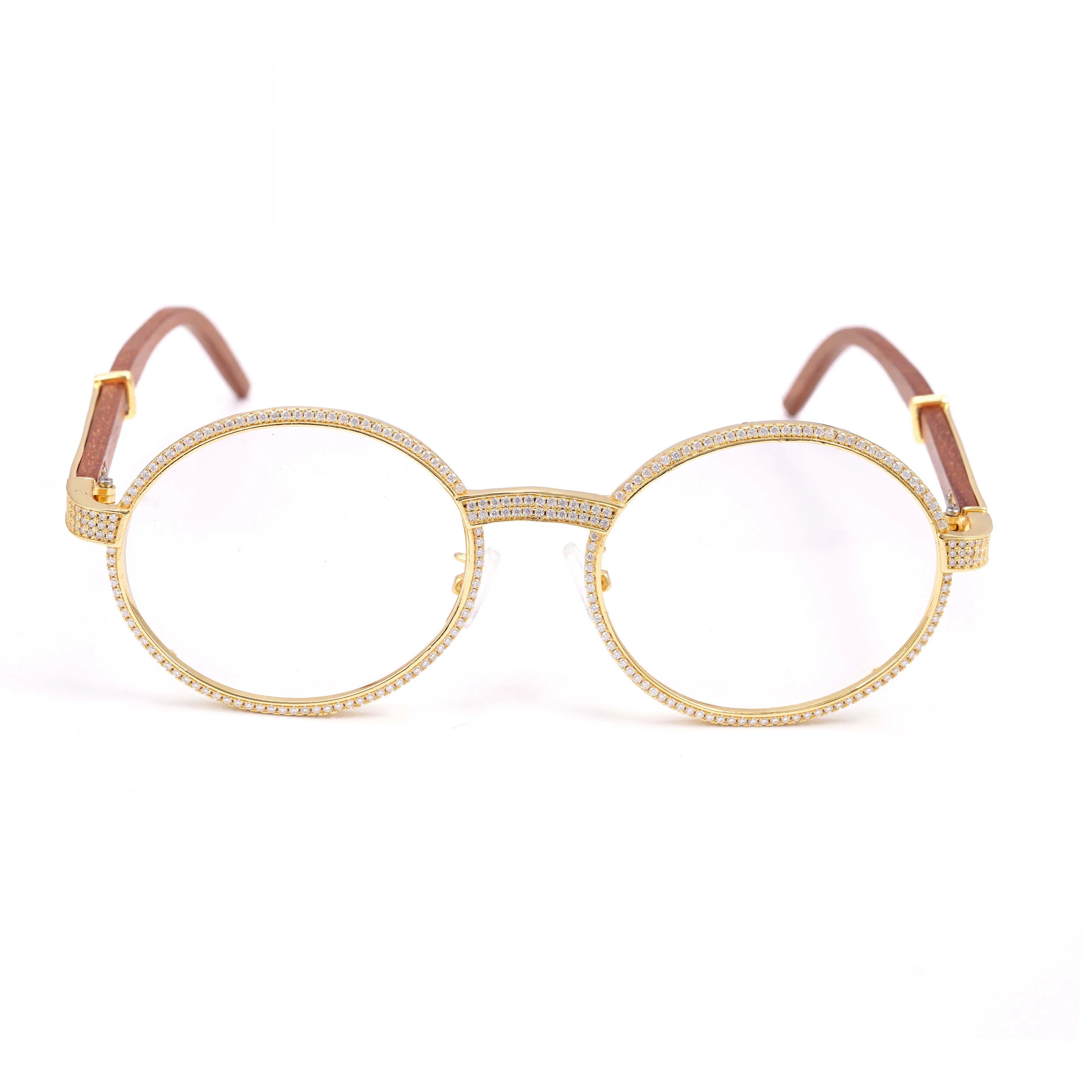 MOISSANITE WOODEN HIP HOP SUNGLASSES IN STERLING SILVER - Image 4