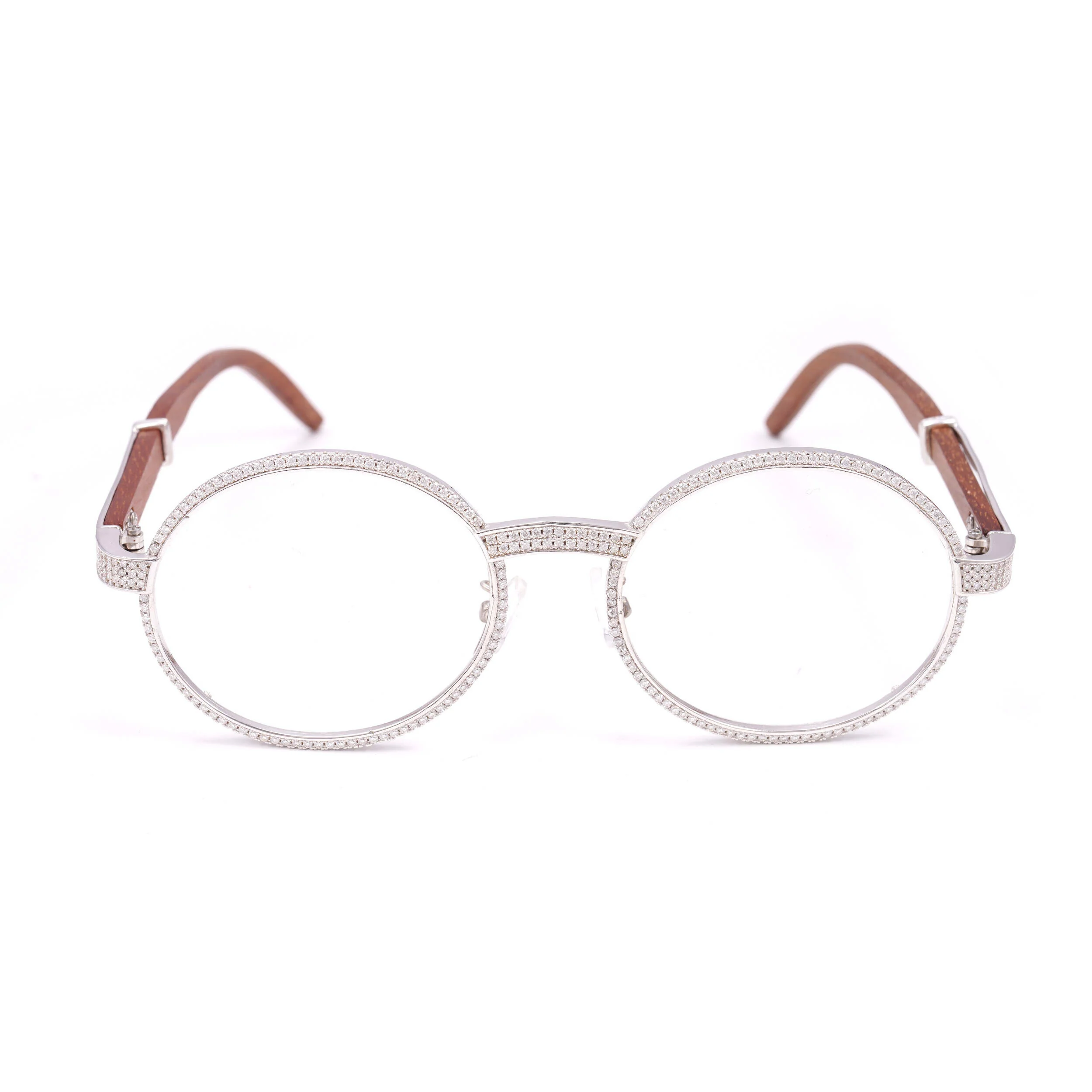MOISSANITE WOODEN HIP HOP SUNGLASSES IN STERLING SILVER - Image 5
