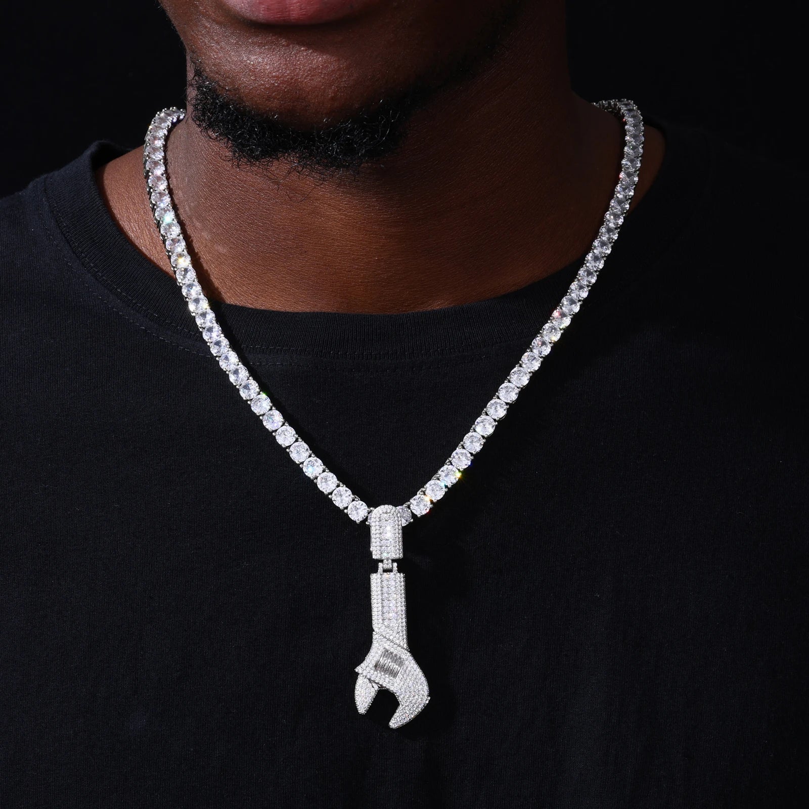 MOISSANITE WRENCH PENDANT IN STERLING SILVER - Image 3
