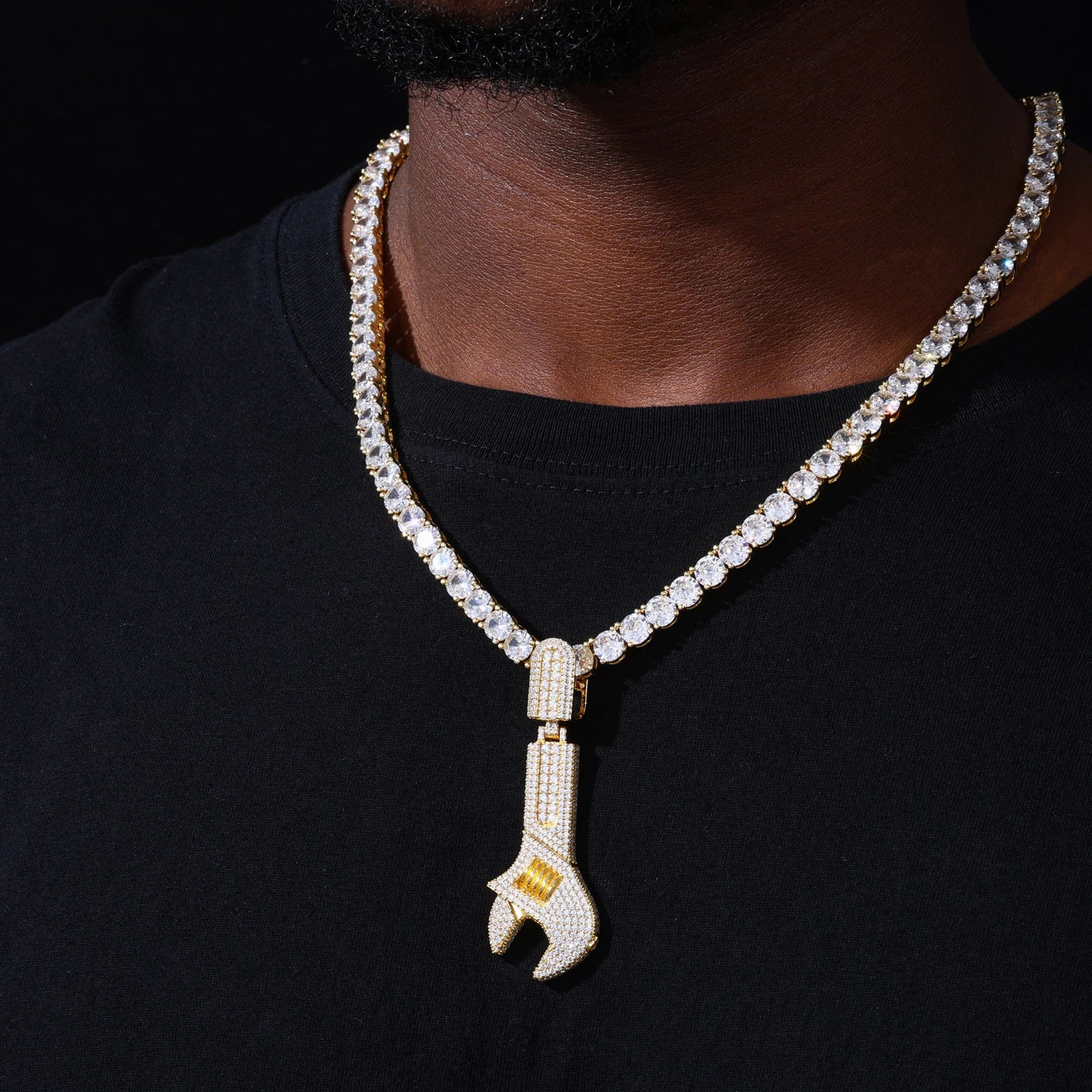MOISSANITE WRENCH PENDANT IN STERLING SILVER - Image 6