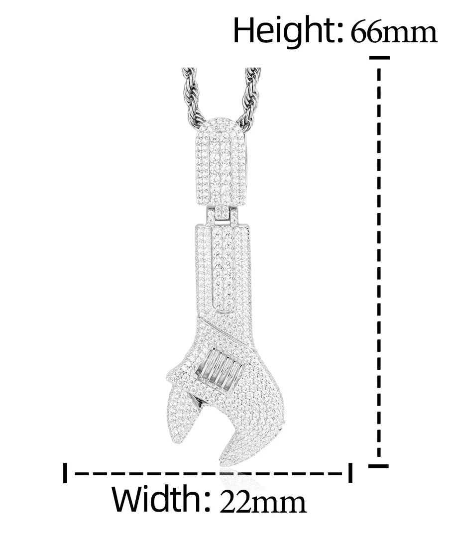 MOISSANITE WRENCH PENDANT IN STERLING SILVER - Image 7