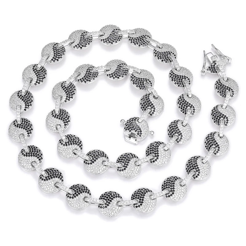 MOISSANITE YIN YANG LINK CHAIN BRACELET/NECKLACE IN STERLING SILVER - Image 4