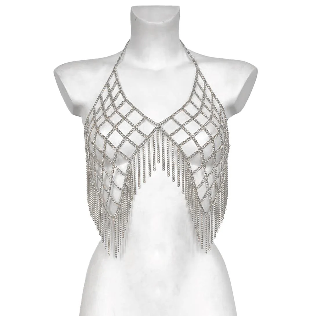 NET FRINGE BODY CHAIN BRALETTE - Image 6