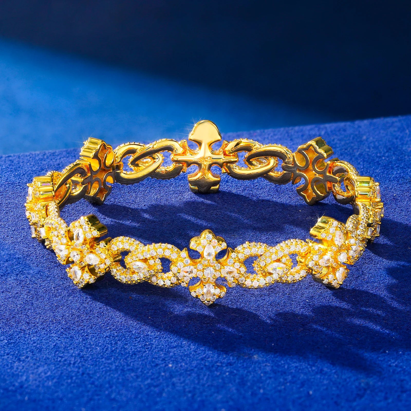 ORNATE CROSS MOISSANITE BRACELET IN STERLING SILVER - Image 2