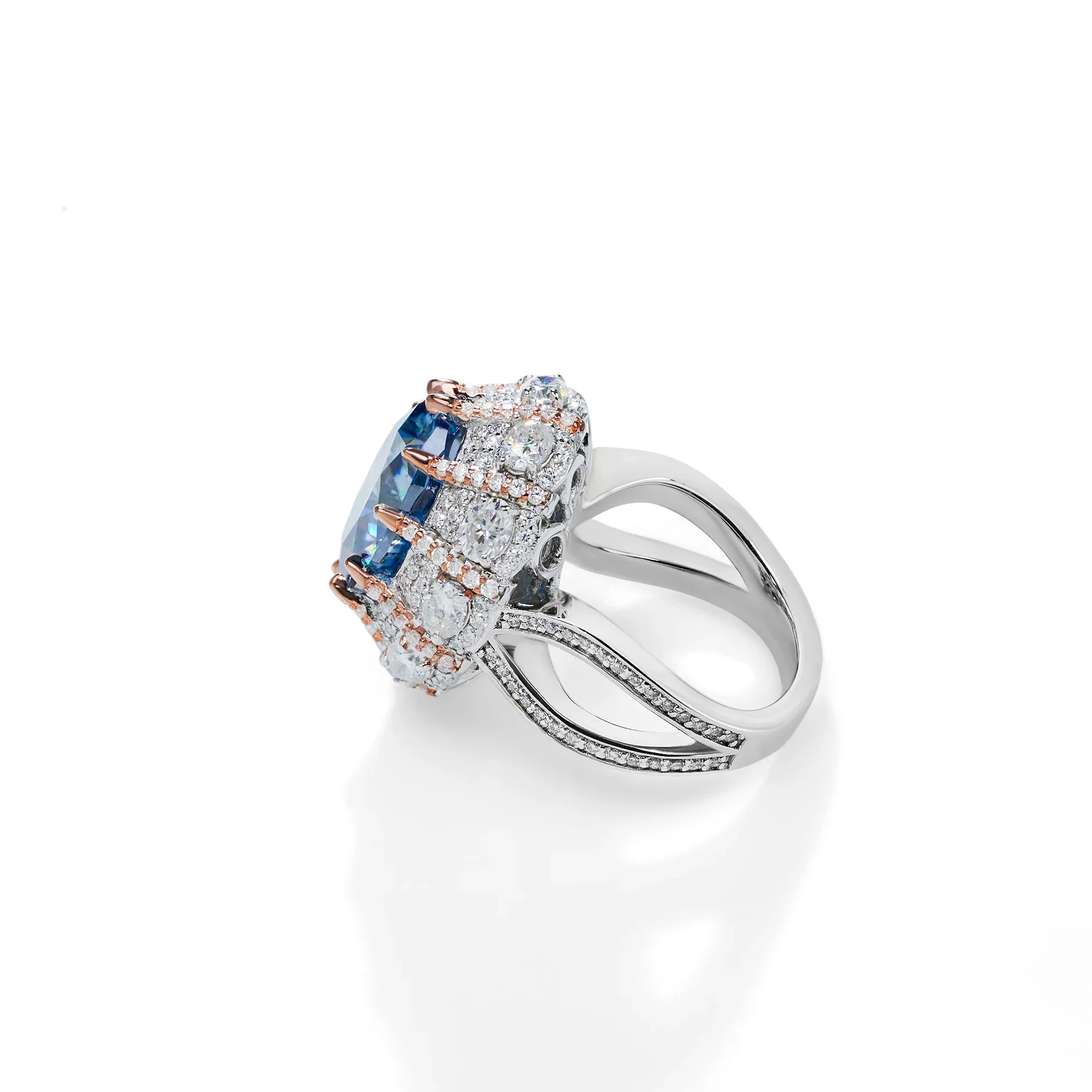 ORNATE MOISSANITE OVAL CUT RING IN STERLING SILVER - Image 3