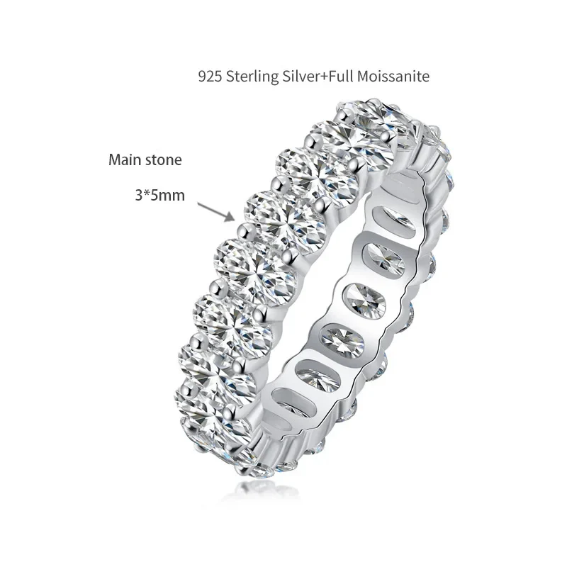 OVAL CUT MOISSANITE BAND IN STERLING SILVER - Image 4