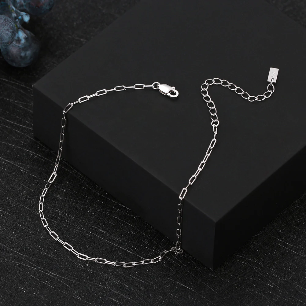 PAPER CLIP CHAIN ANKLET IN STERLING SILVER - Image 2