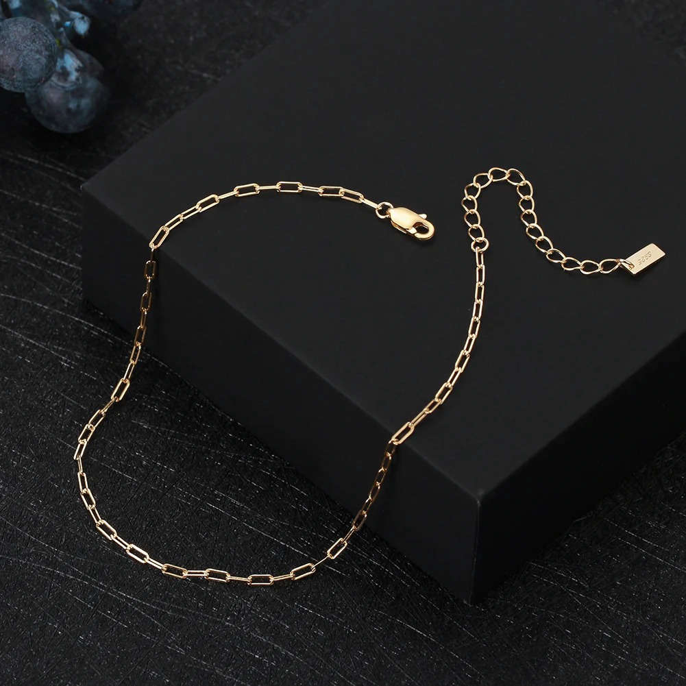 PAPER CLIP CHAIN ANKLET IN STERLING SILVER - Image 3