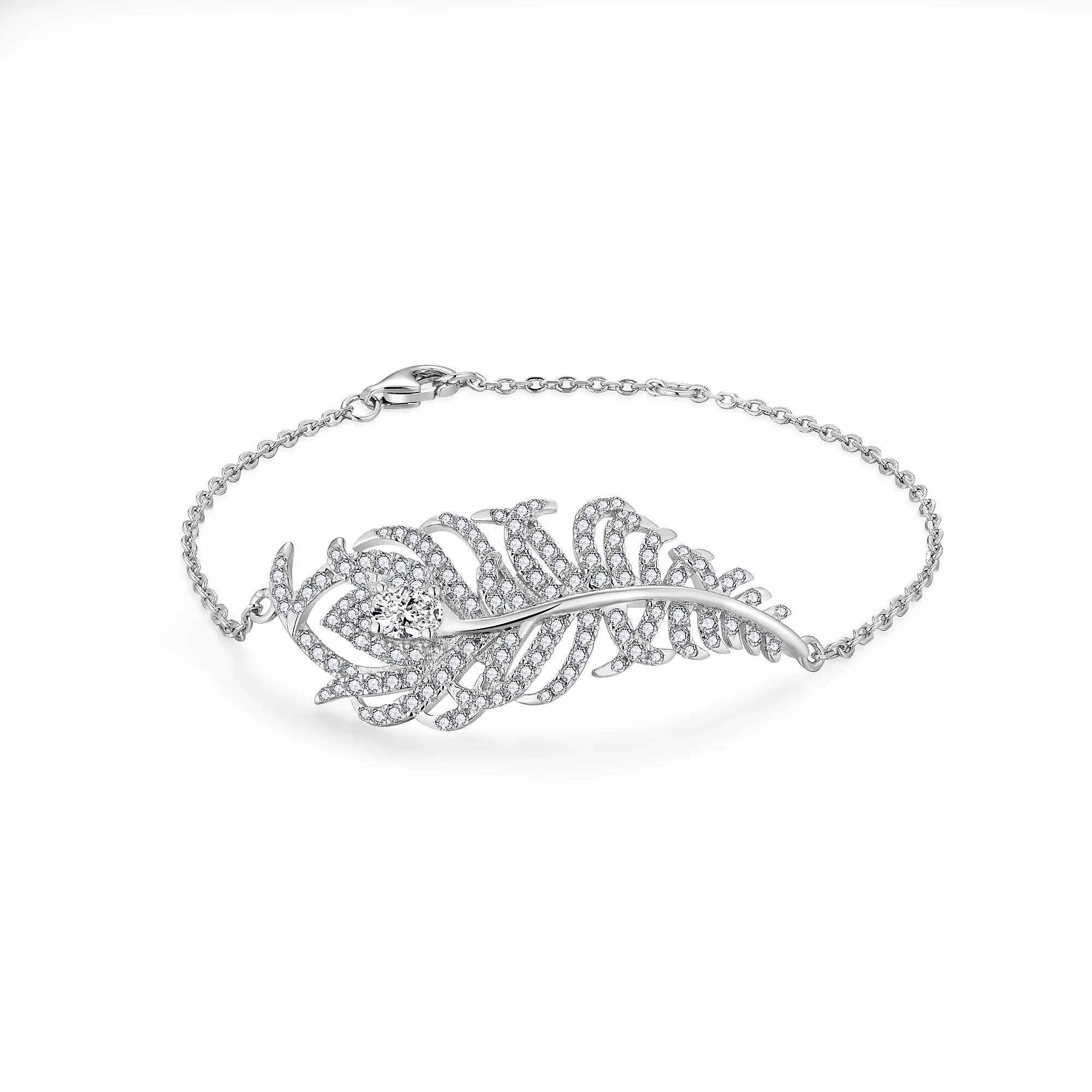 PEACOCK FEATHER MOISSANITE BRACELET IN STERLING SILVER - Image 5
