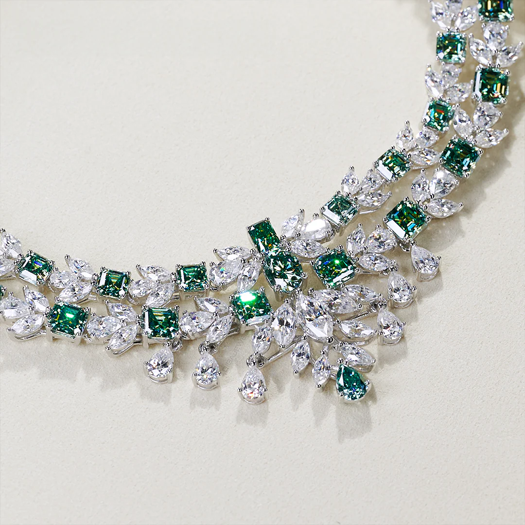 PEAR AND ASSCHER CUT MOISSANITE NECKLACE JEWELRY SET IN STERLING SILVER - Image 5