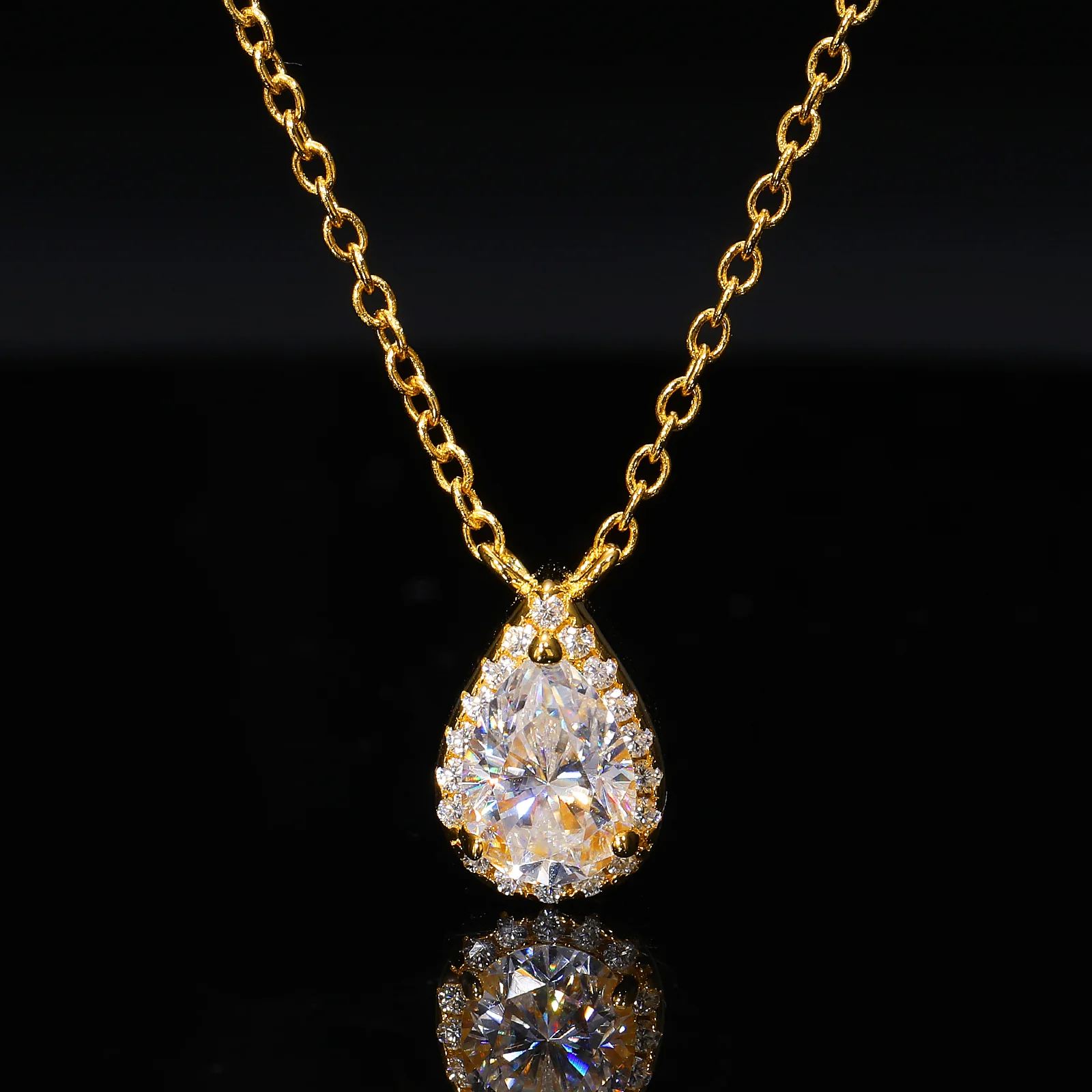 PEAR CUT MOISSANITE ASH BOX PENDANT NECKLACE IN STERLING SILVER - Image 3