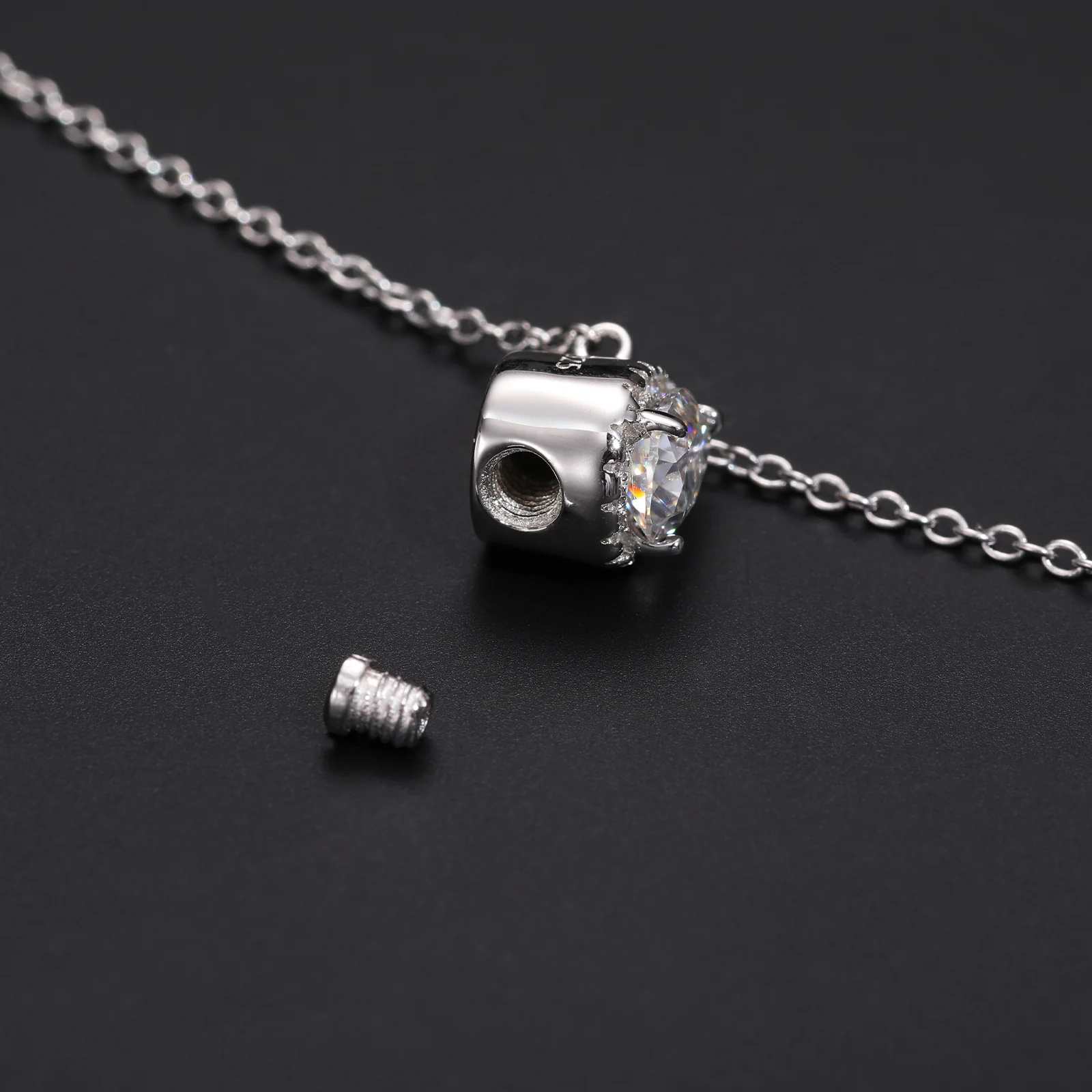 PEAR CUT MOISSANITE ASH BOX PENDANT NECKLACE IN STERLING SILVER - Image 4