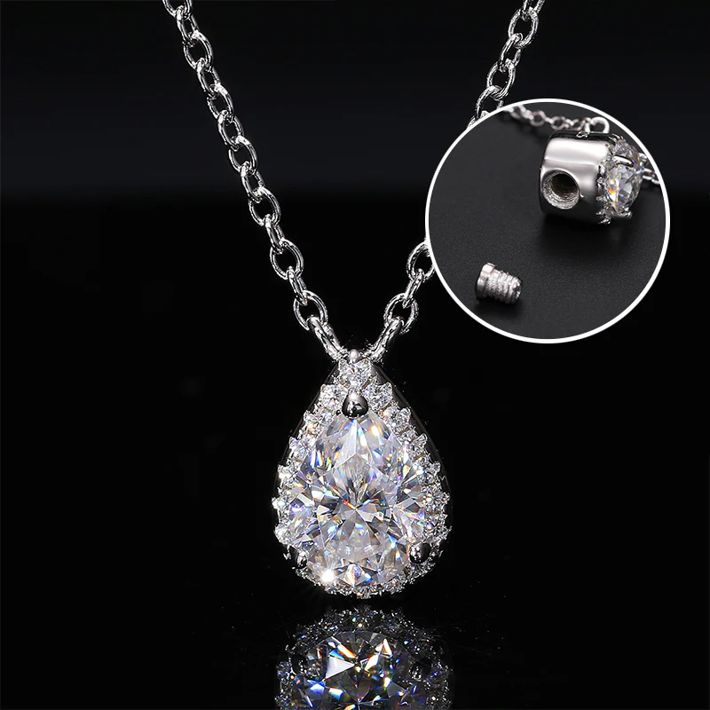 PEAR CUT MOISSANITE ASH BOX PENDANT NECKLACE IN STERLING SILVER - Image 6