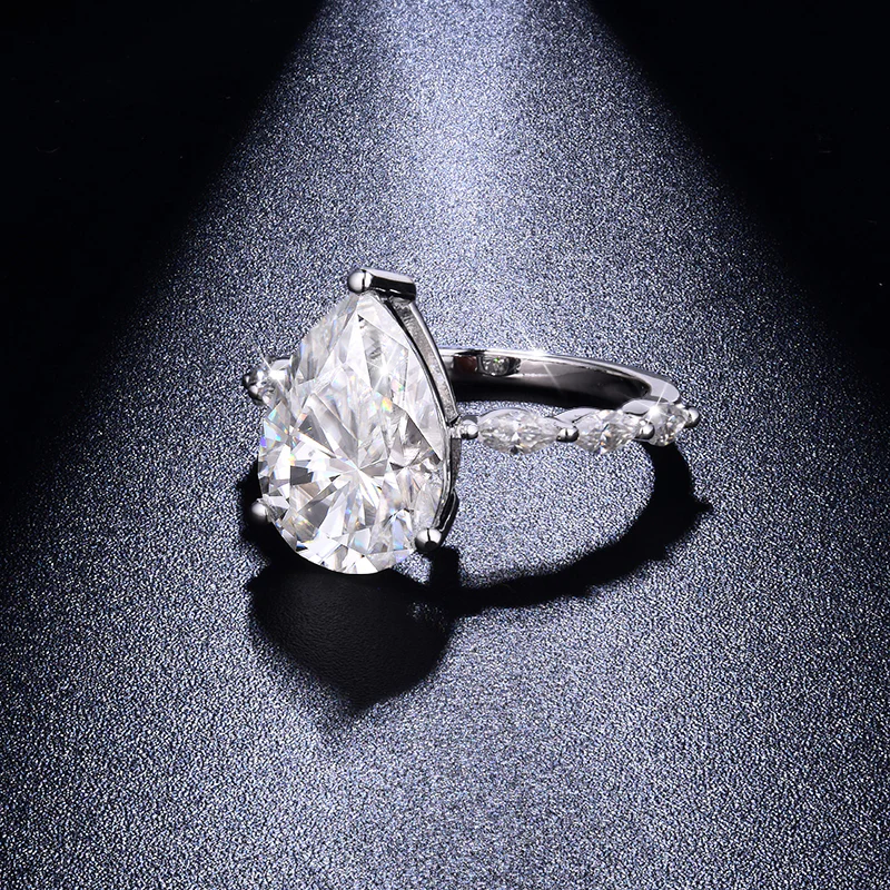 PEAR CUT MOISSANITE ENGAGEMENT RING IN STERLING SILVER - Image 4