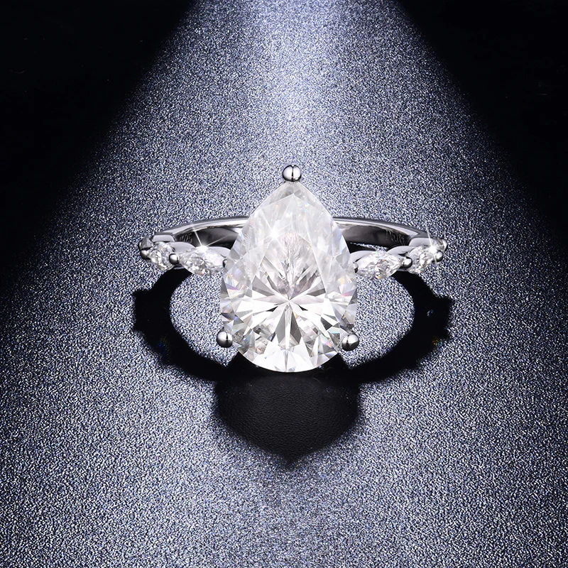 PEAR CUT MOISSANITE ENGAGEMENT RING IN STERLING SILVER - Image 5