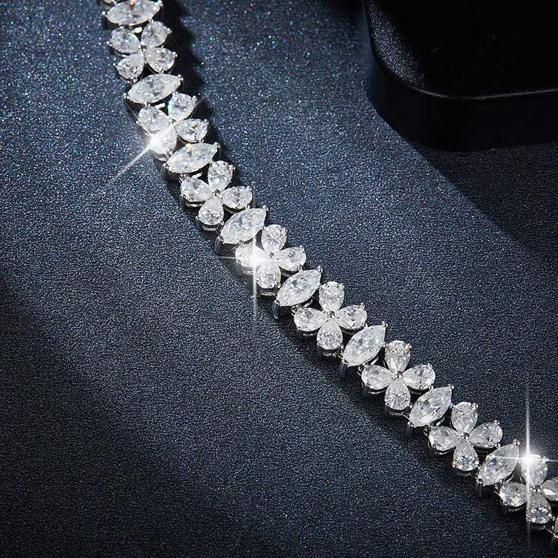 PEAR MARQUISE CUT MOISSANITE BRACELET IN STERLING SILVER - Image 3