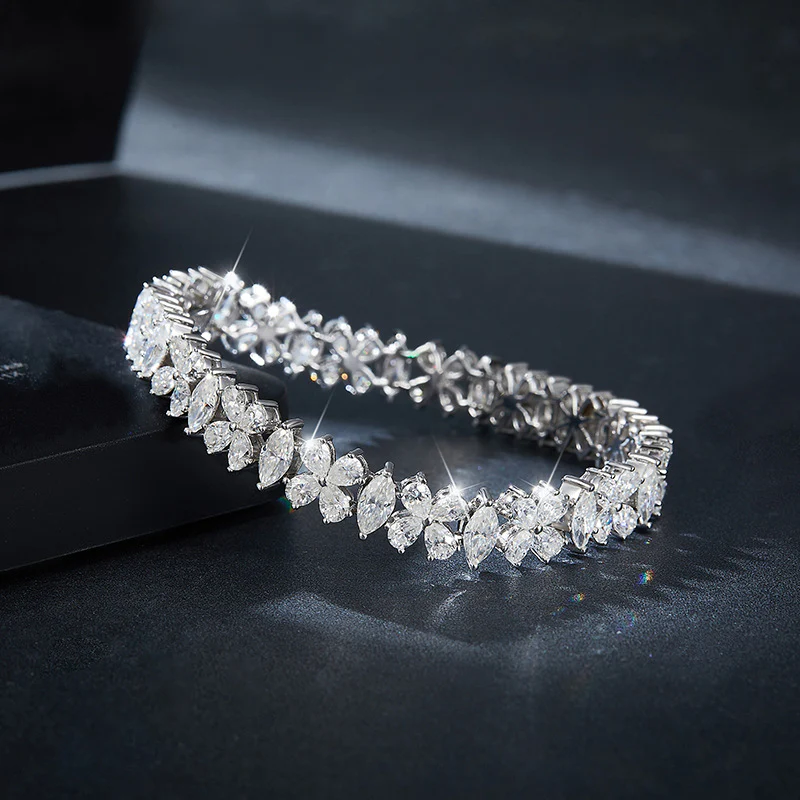 PEAR MARQUISE CUT MOISSANITE BRACELET IN STERLING SILVER - Image 4