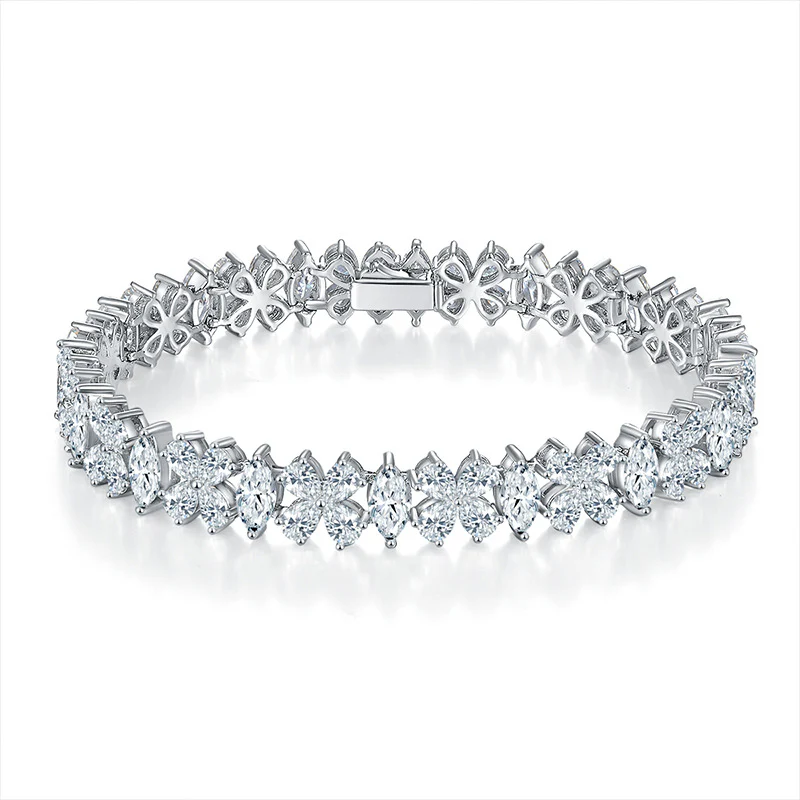 PEAR MARQUISE CUT MOISSANITE BRACELET IN STERLING SILVER - Image 5