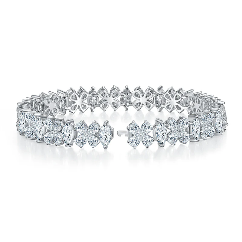 PEAR MARQUISE CUT MOISSANITE BRACELET IN STERLING SILVER - Image 6